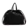 Polyester Drawstring Tote with Removable Strap Black color SKU reference
