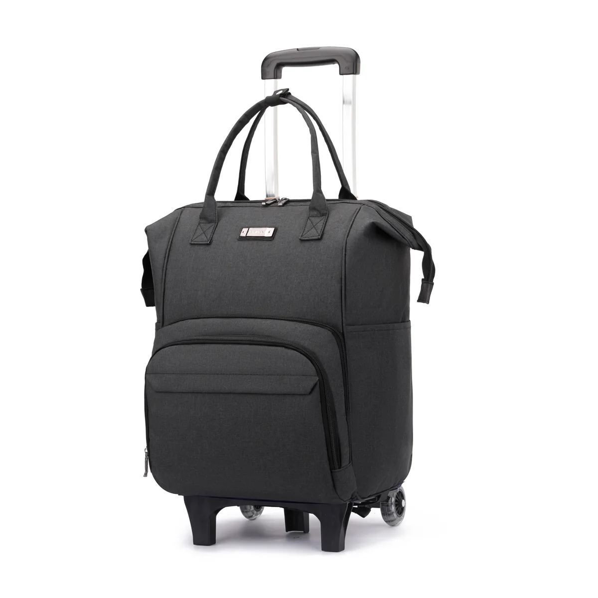 Wheeled Travel Backpack with Removable Quiet Wheels Black · two-wheel setup color SKU reference