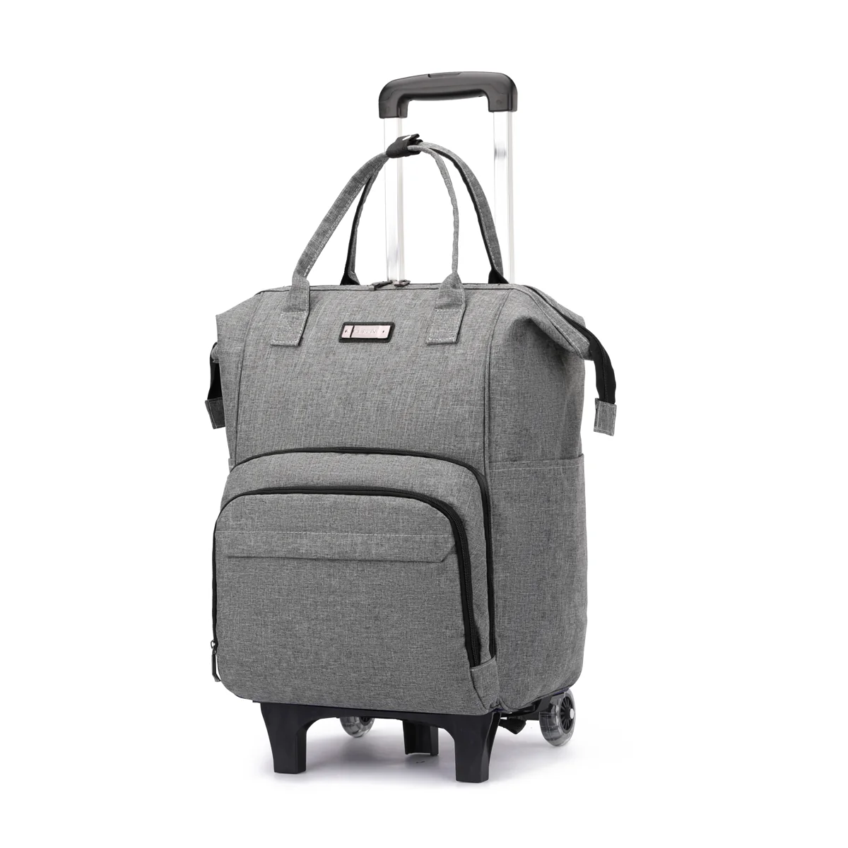 Wheeled Travel Backpack with Removable Quiet Wheels Gray · two-wheel setup color SKU reference
