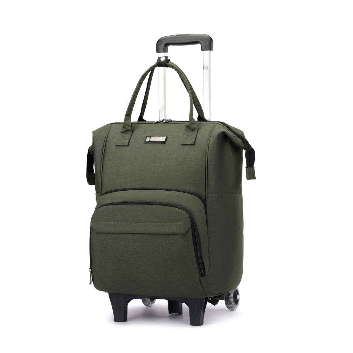 Wheeled Travel Backpack with Removable Quiet Wheels Green · two-wheel setup color SKU reference