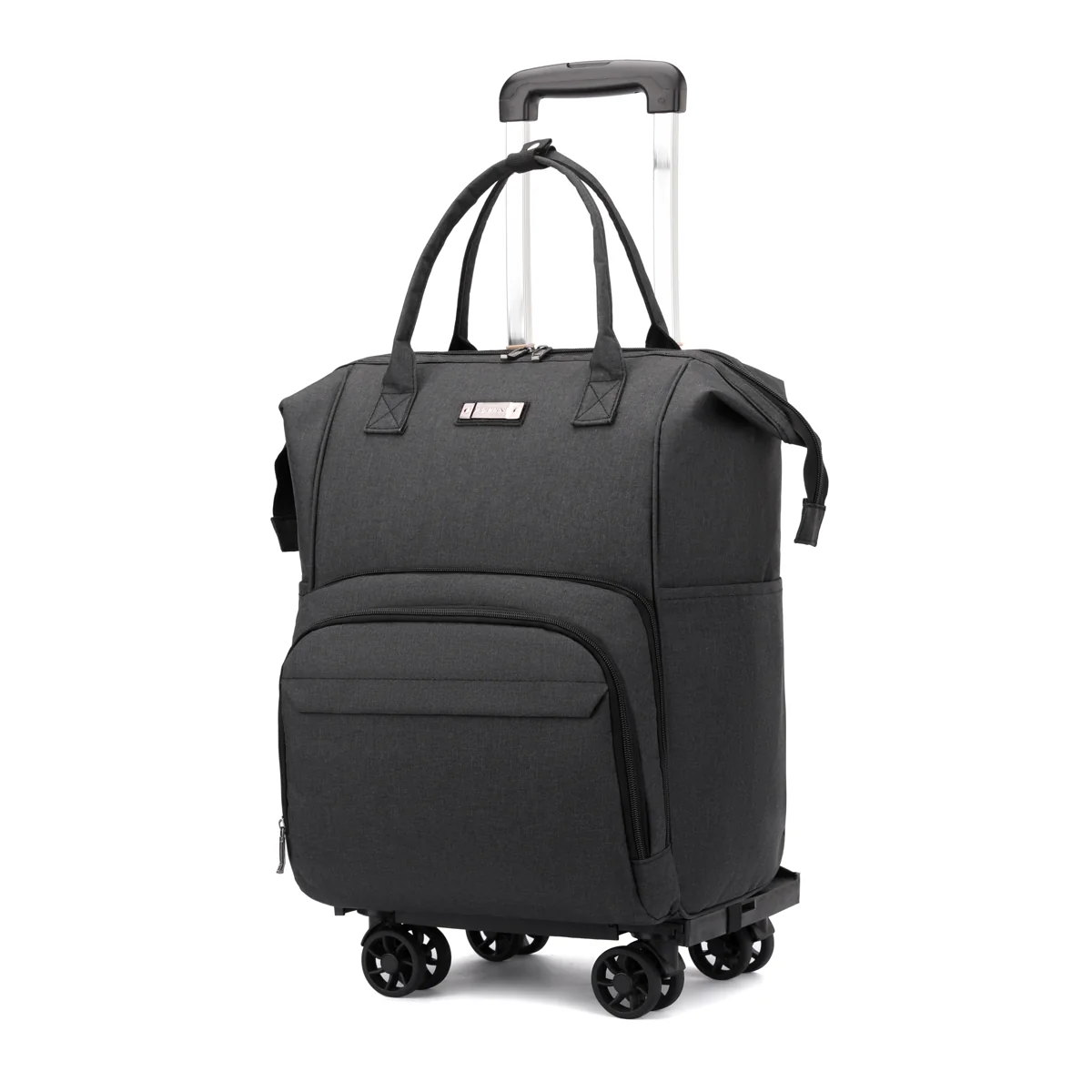 Wheeled Travel Backpack with Removable Quiet Wheels Black · four-wheel setup color SKU reference