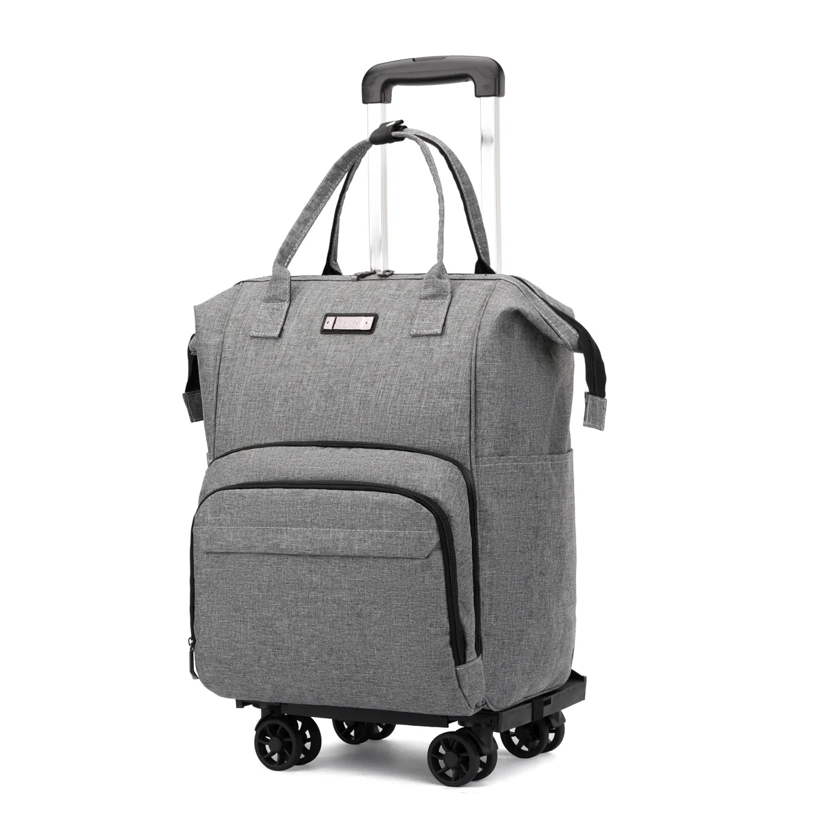 Wheeled Travel Backpack with Removable Quiet Wheels Gray · four-wheel setup color SKU reference