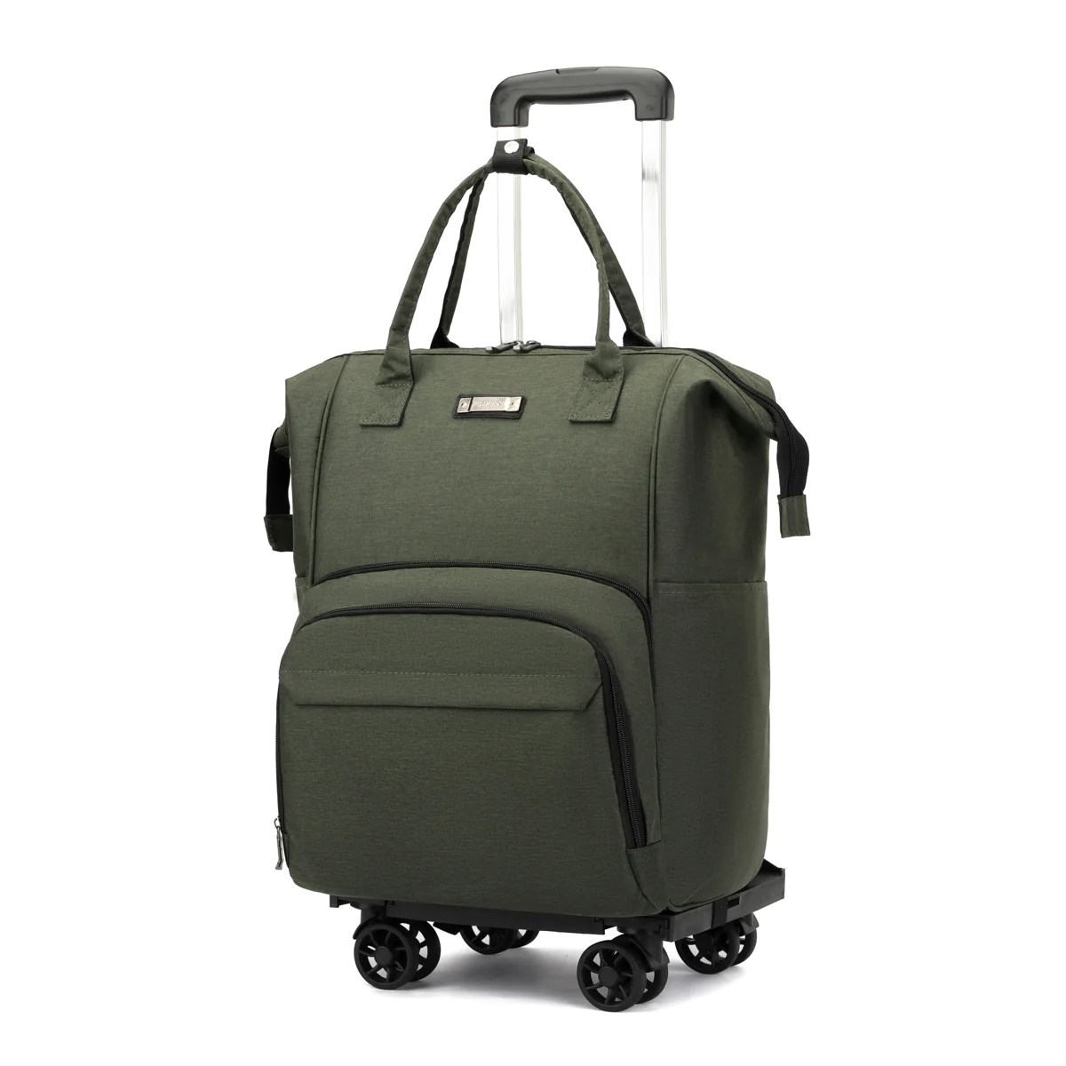 Wheeled Travel Backpack with Removable Quiet Wheels Green · four-wheel setup color SKU reference