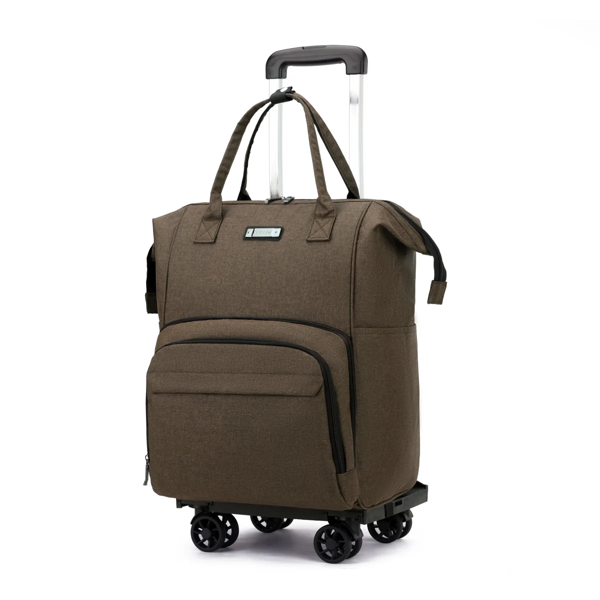 Wheeled Travel Backpack with Removable Quiet Wheels Brown · four-wheel setup color SKU reference
