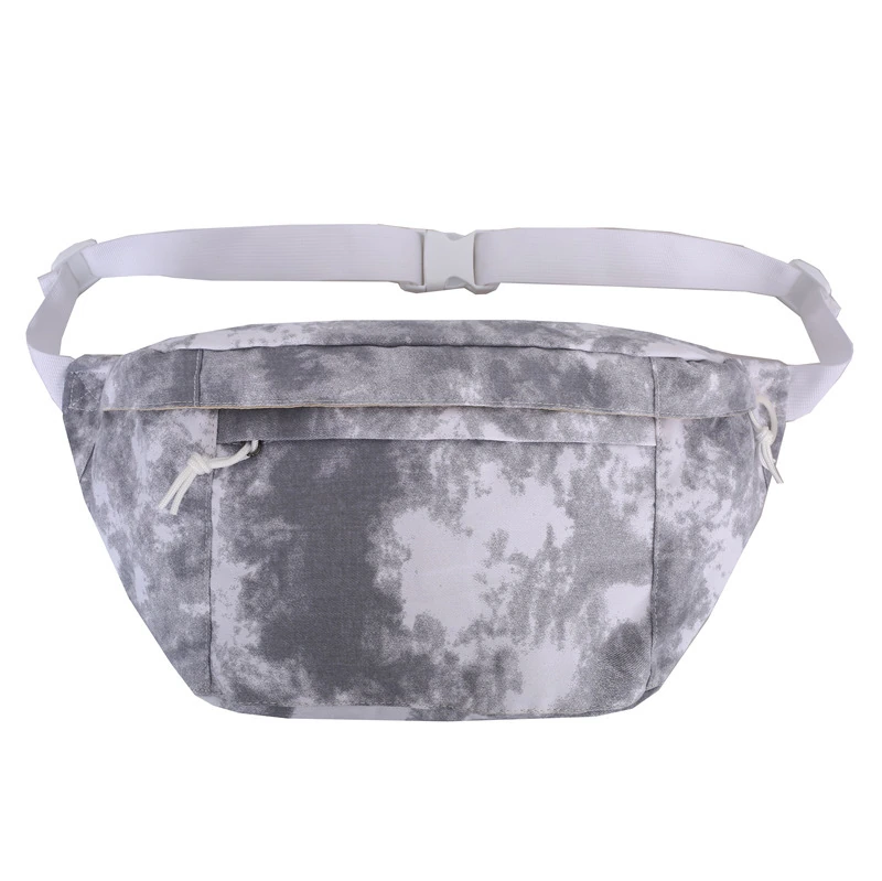 Large-Capacity Tie-Dye Polyester Waist Bag Gray color SKU reference