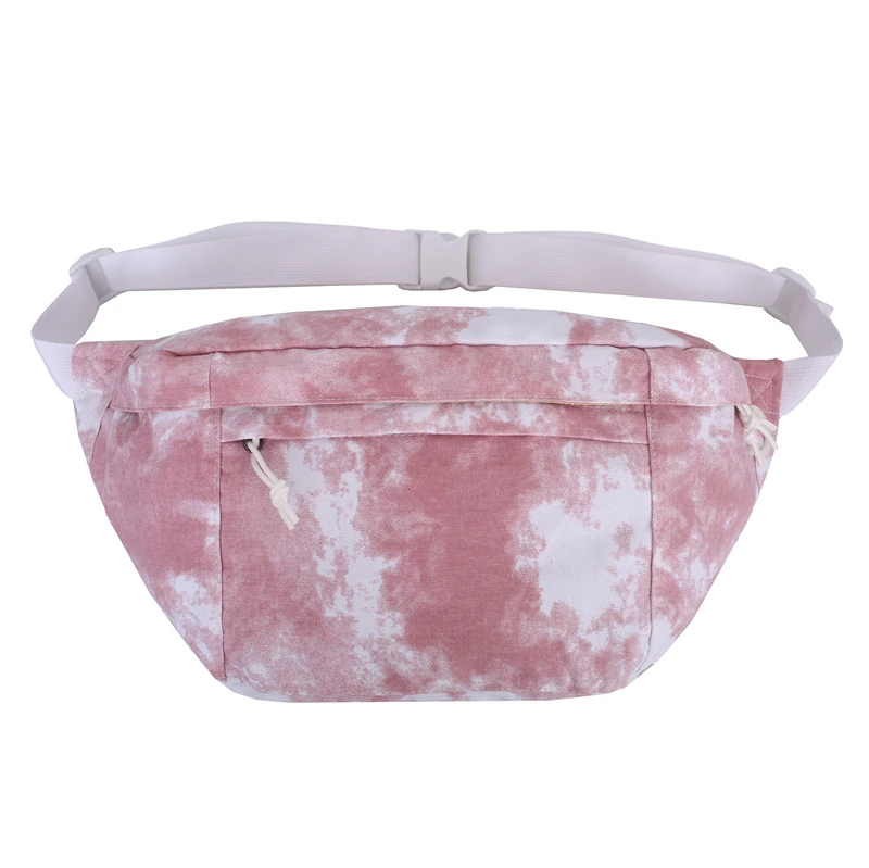 Large-Capacity Tie-Dye Polyester Waist Bag Pink color SKU reference