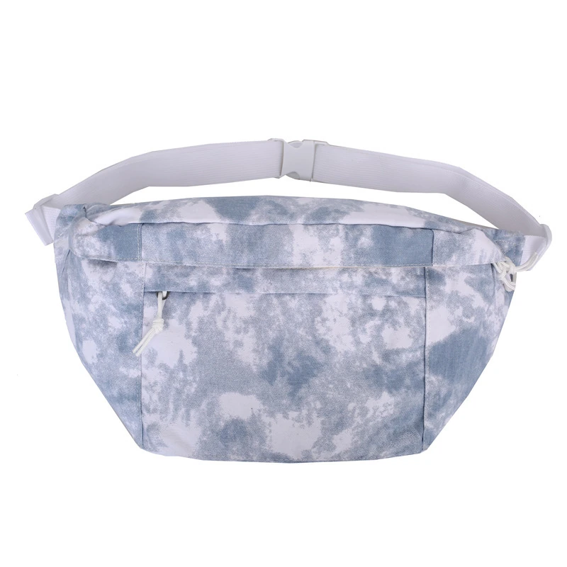 Large-Capacity Tie-Dye Polyester Waist Bag Blue color SKU reference